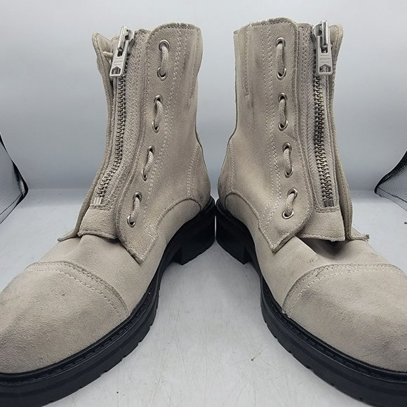 All Saints Ariel Womens 9 Gray Suede Front Zip Booties Going Out Walking Casual - Picture 3 of 14
